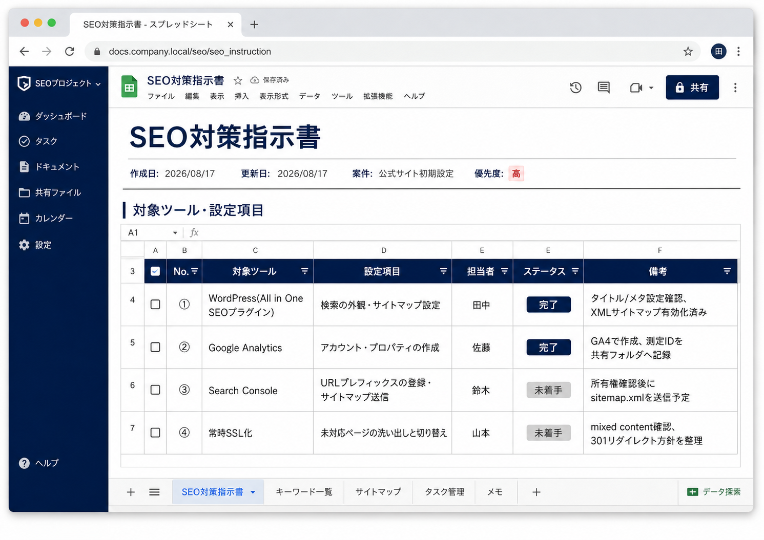 テクニカルSEO対策指示書